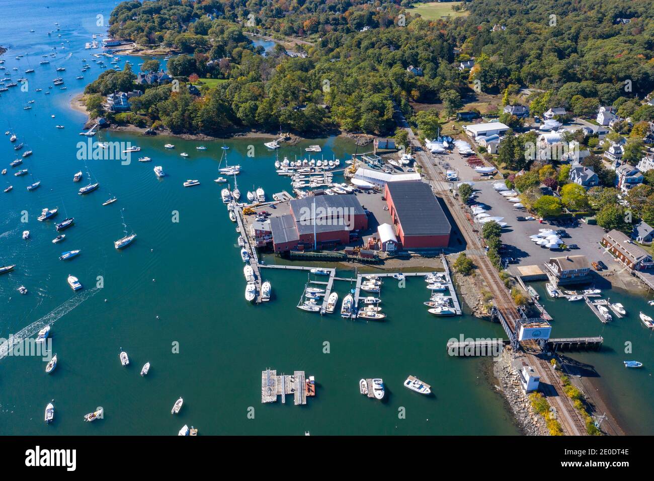 Aerial view of Manchester Marine Corporation, Manchester by the Sea, Massachusetts, USA Stock Photo