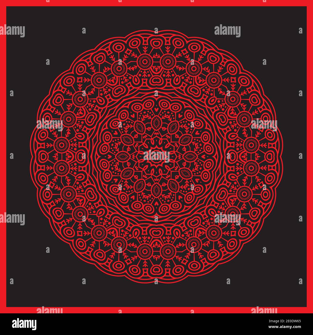 Mandala. Round colorful Ornament Pattern. Decorative elements.Red Stock Vector