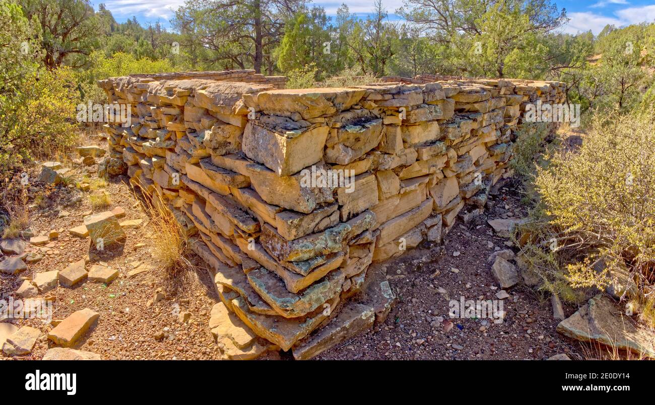 Old pioneer ruins near the end of MC Canyon east of Drake Arizona. The ruins could be over 100 years old. Located in the Prescott National Forest. Stock Photo