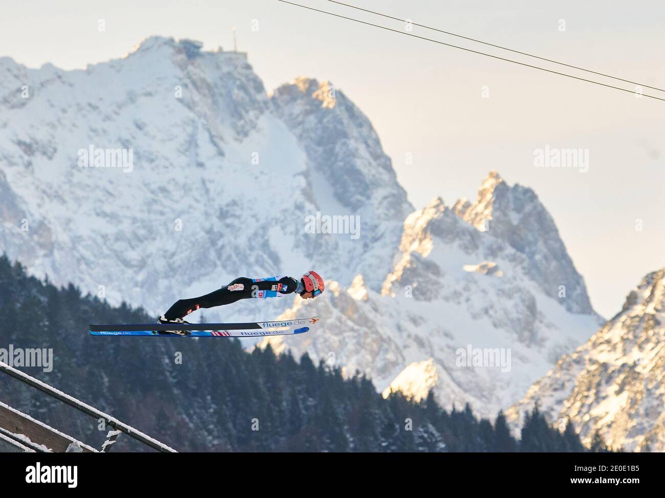 Jan HOERL, AUT in action in front of Zugspitze mountain at the Four Hills Tournament Ski Jumping at Olympic Stadium, Grosse Olympiaschanze in Garmisch-Partenkirchen, Bavaria, Germany, December 31, 2020.  © Peter Schatz / Alamy Live News Stock Photo