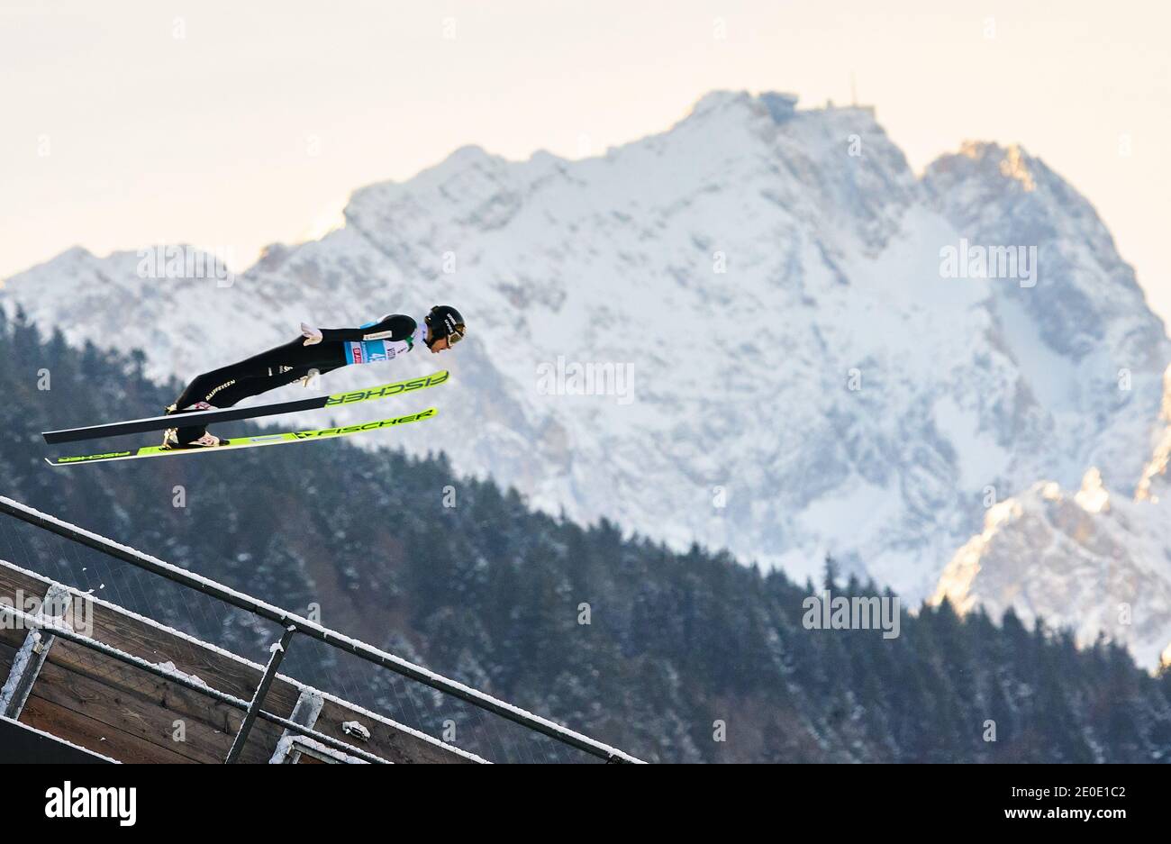 Gregor DESCHWANDEN, SUI in action in front of Zugspitze mountain at the Four Hills Tournament Ski Jumping at Olympic Stadium, Grosse Olympiaschanze in Garmisch-Partenkirchen, Bavaria, Germany, December 31, 2020.  © Peter Schatz / Alamy Live News Stock Photo