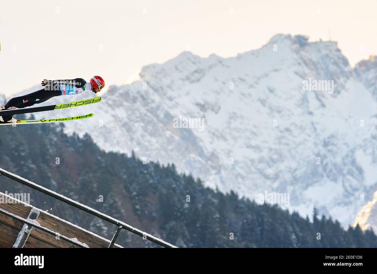 Markus EISENBICHLER, GER  in action in front of Zugspitze mountain at the Four Hills Tournament Ski Jumping at Olympic Stadium, Grosse Olympiaschanze in Garmisch-Partenkirchen, Bavaria, Germany, December 31, 2020.  © Peter Schatz / Alamy Live News Stock Photo