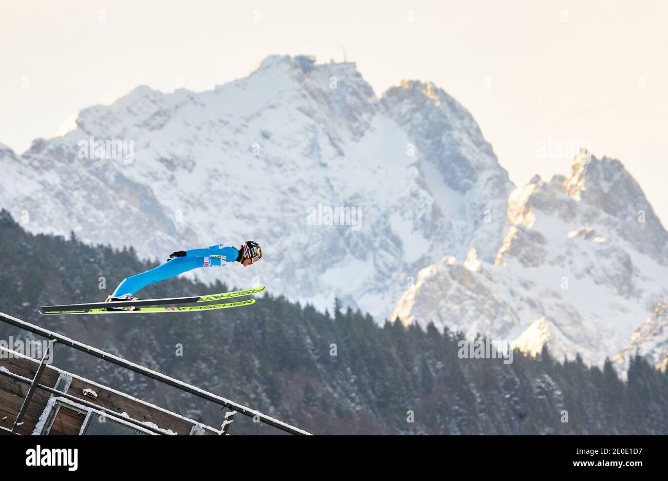 Robert JOHANSSON, NOR in action in front of Zugspitze mountain at the Four Hills Tournament Ski Jumping at Olympic Stadium, Grosse Olympiaschanze in Garmisch-Partenkirchen, Bavaria, Germany, December 31, 2020.  © Peter Schatz / Alamy Live News Stock Photo
