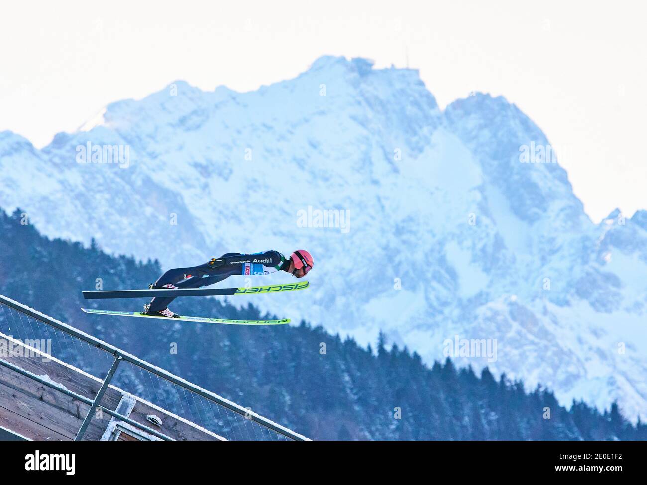 Pius PASCHKE ; GER in action in front of Zugspitze mountain at the Four Hills Tournament Ski Jumping at Olympic Stadium, Grosse Olympiaschanze in Garmisch-Partenkirchen, Bavaria, Germany, December 31, 2020.  © Peter Schatz / Alamy Live News Stock Photo