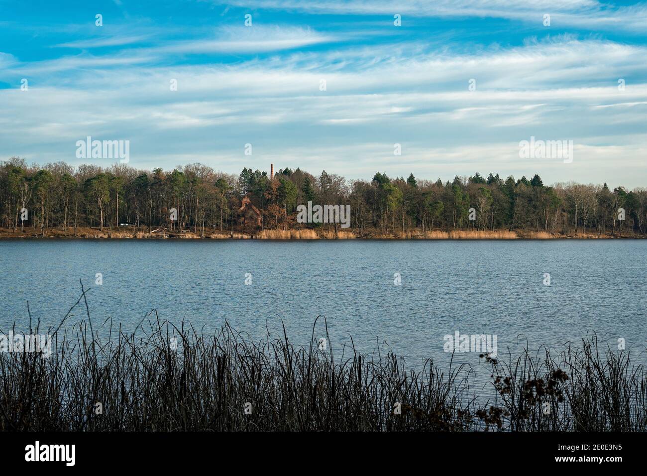 View across Grabowsee lake near Friedrichsthal on a sunny winter day Stock Photo