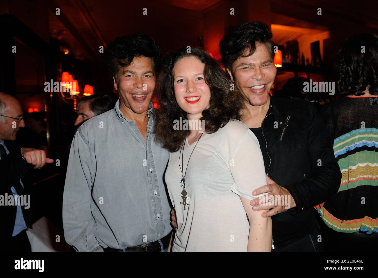 Igor, Grichka Bogdanoff and Loulou (girlfriend of one of the two) attending the literary prize ceremony 'Prix Lilas' held at the 'Closerie des Lilas' in Paris, France on April 3, 2012. Photo by Alban Wyters/ABACAPRESS.COM Stock Photo