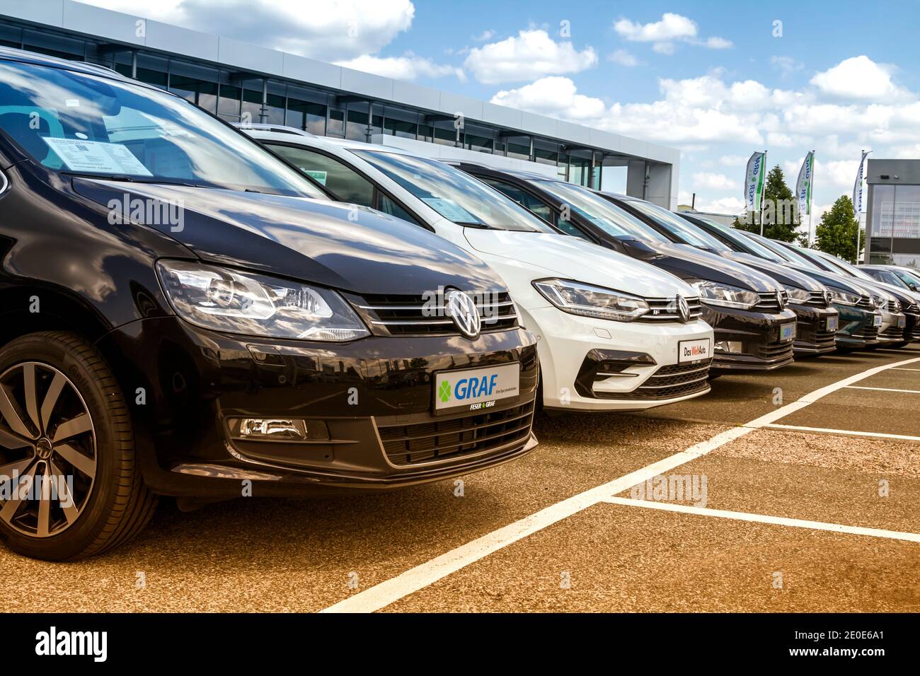 Furth, Germany : Volkswagen group dealership and service, Skoda, Seat and Volkswagen. Stock Photo