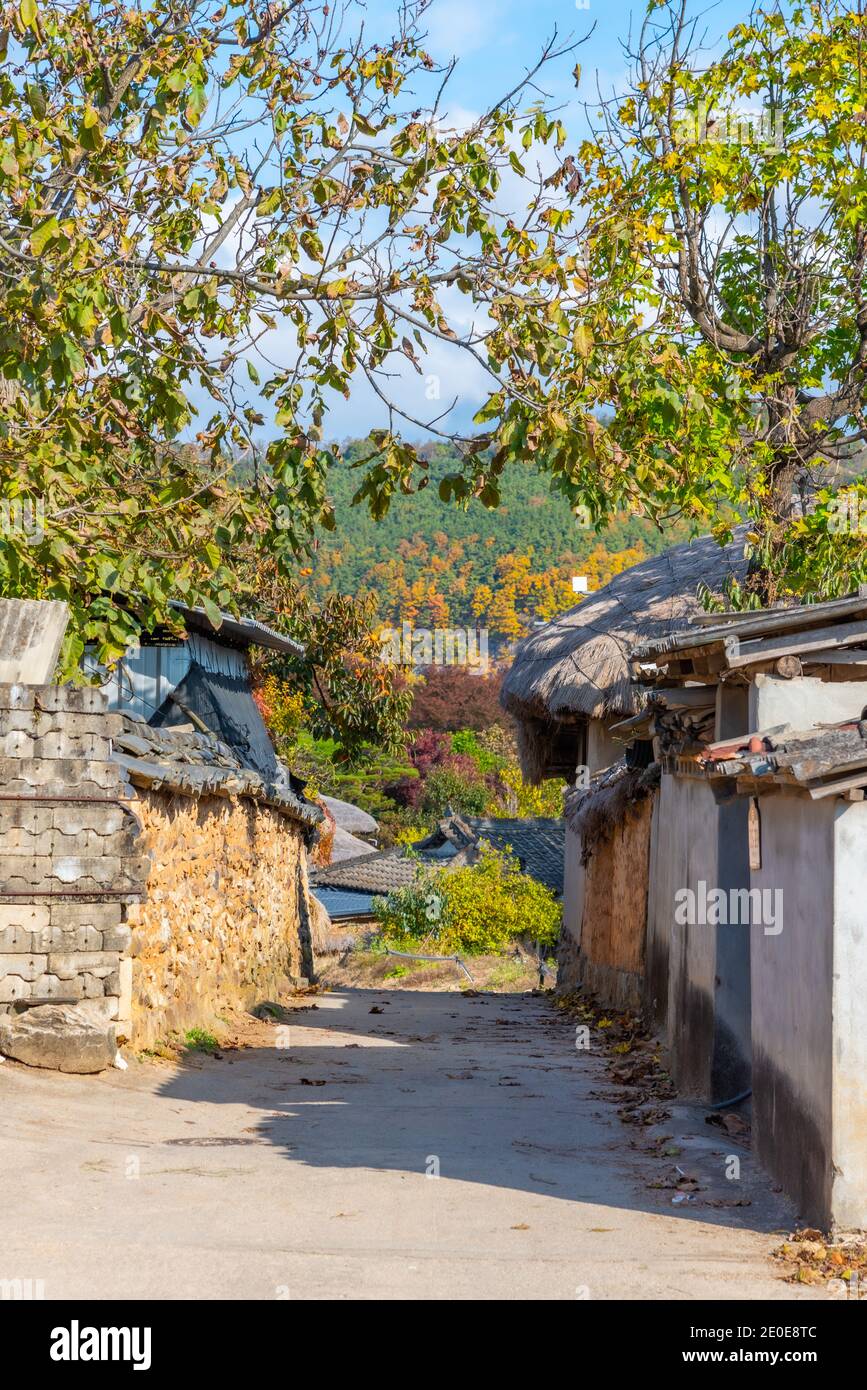 Traditional houses at Hahoe folk village in Republic of Korea Stock ...