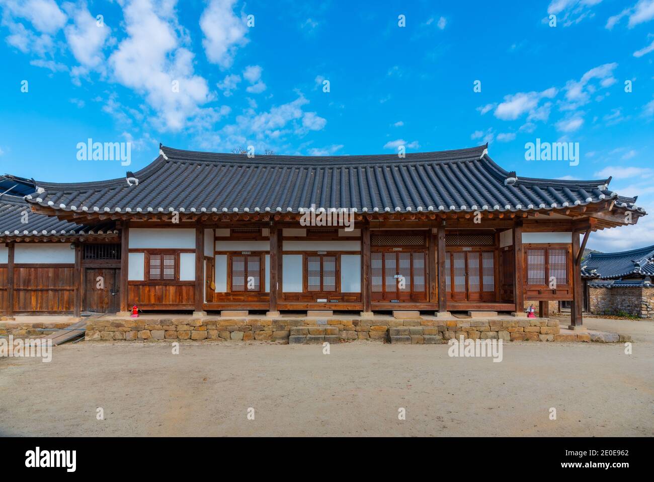 Traditional houses at Hahoe folk village in Republic of Korea Stock ...