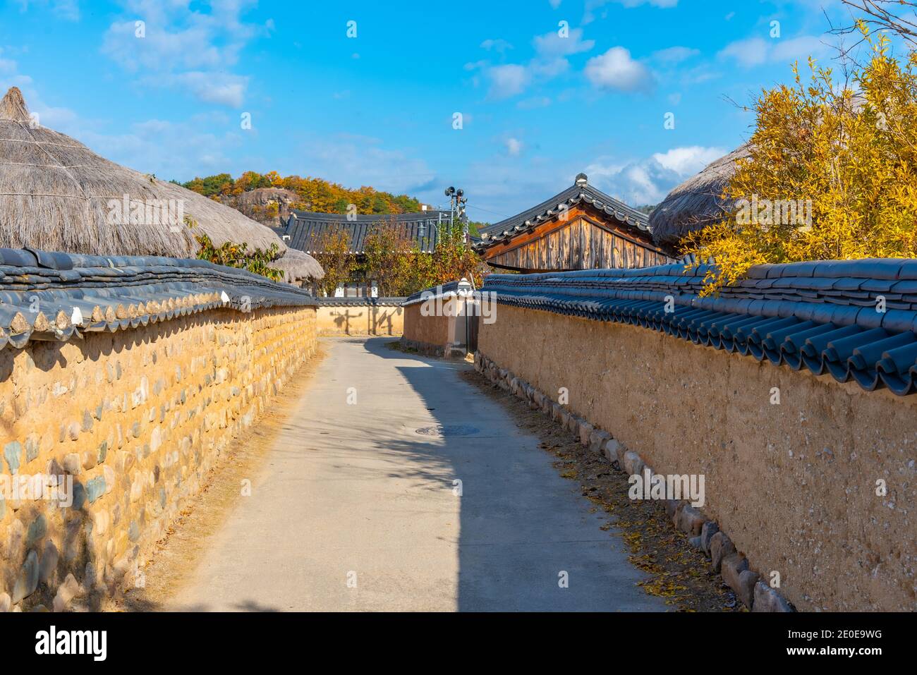 Traditional houses at Hahoe folk village in Republic of Korea Stock ...