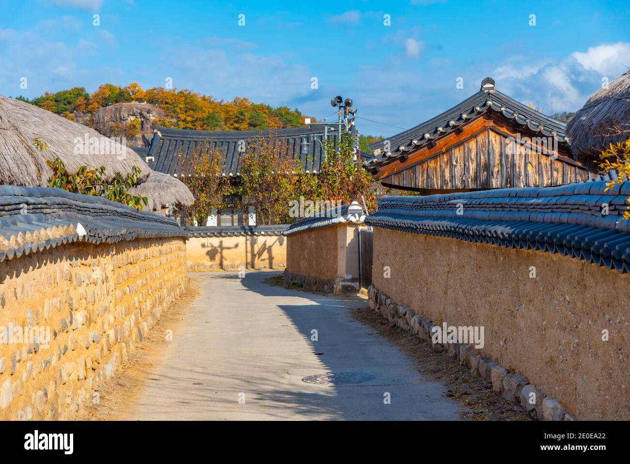 Traditional houses at Hahoe folk village in Republic of Korea Stock ...