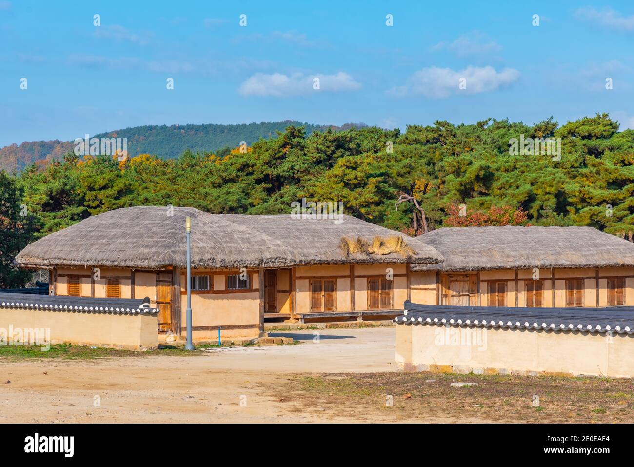 Traditional houses at Hahoe folk village in Republic of Korea Stock ...