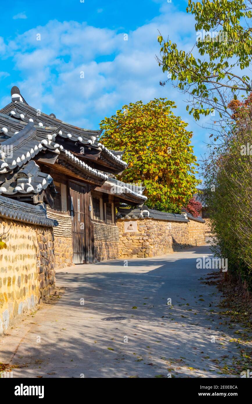 Traditional houses at Hahoe folk village in Republic of Korea Stock ...