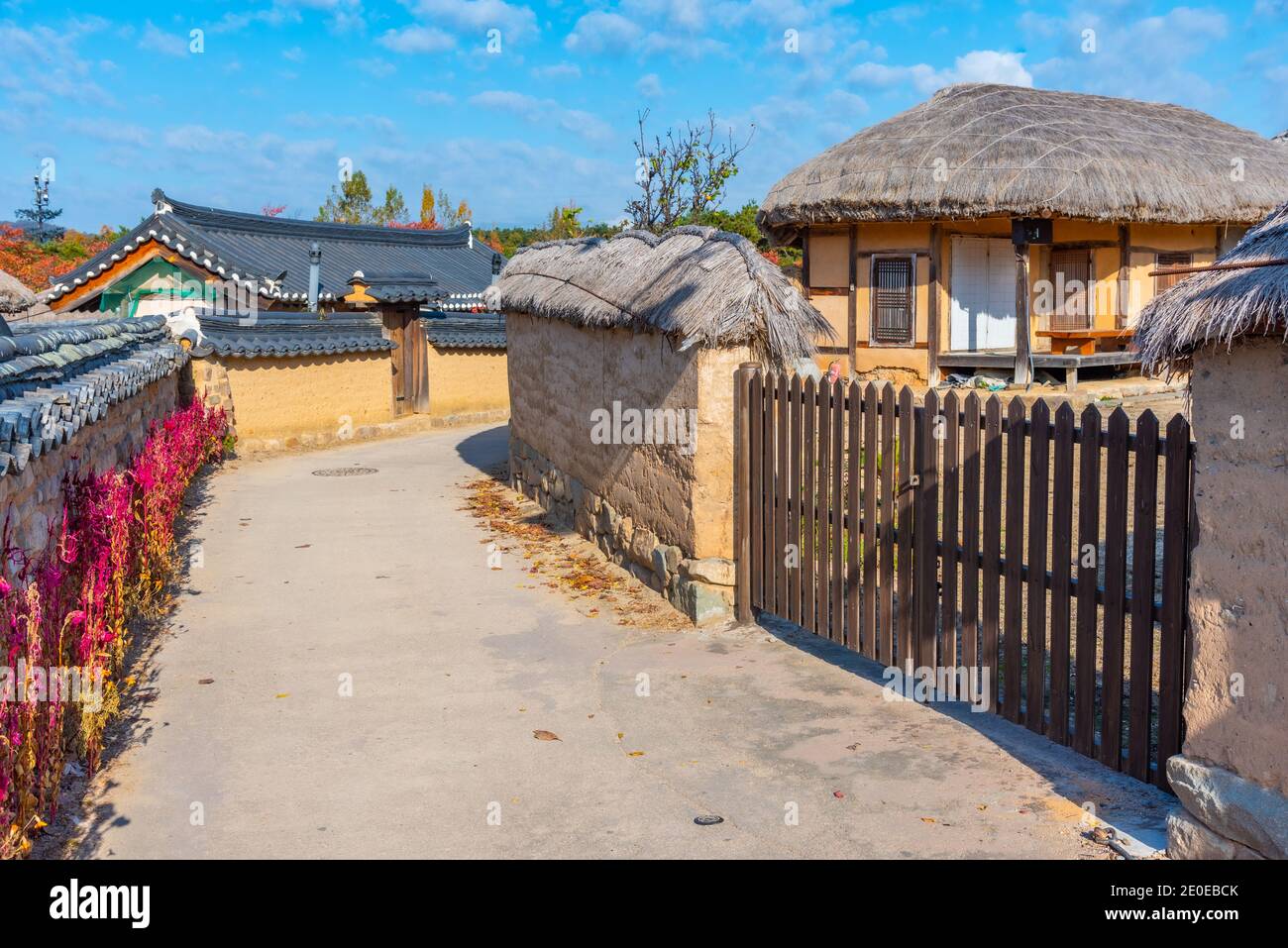 Traditional houses at Hahoe folk village in Republic of Korea Stock ...