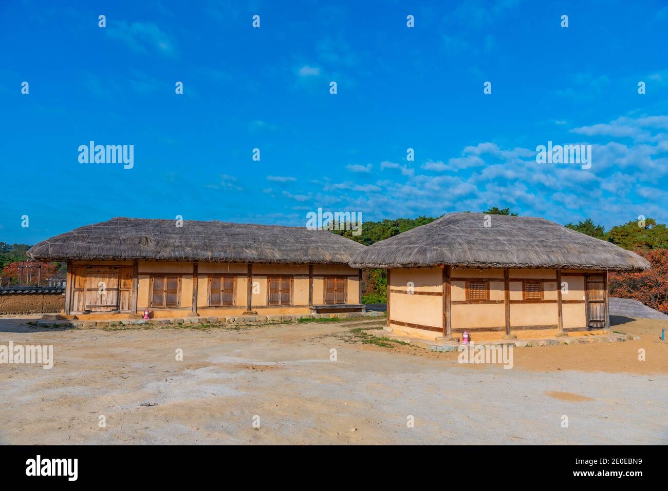 Traditional houses at Hahoe folk village in Republic of Korea Stock ...