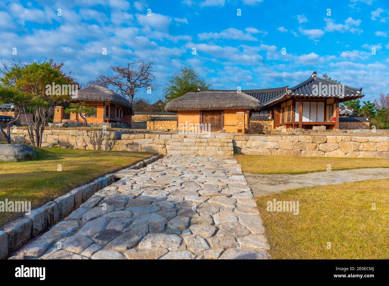 Traditional houses at Hahoe folk village in Republic of Korea Stock ...