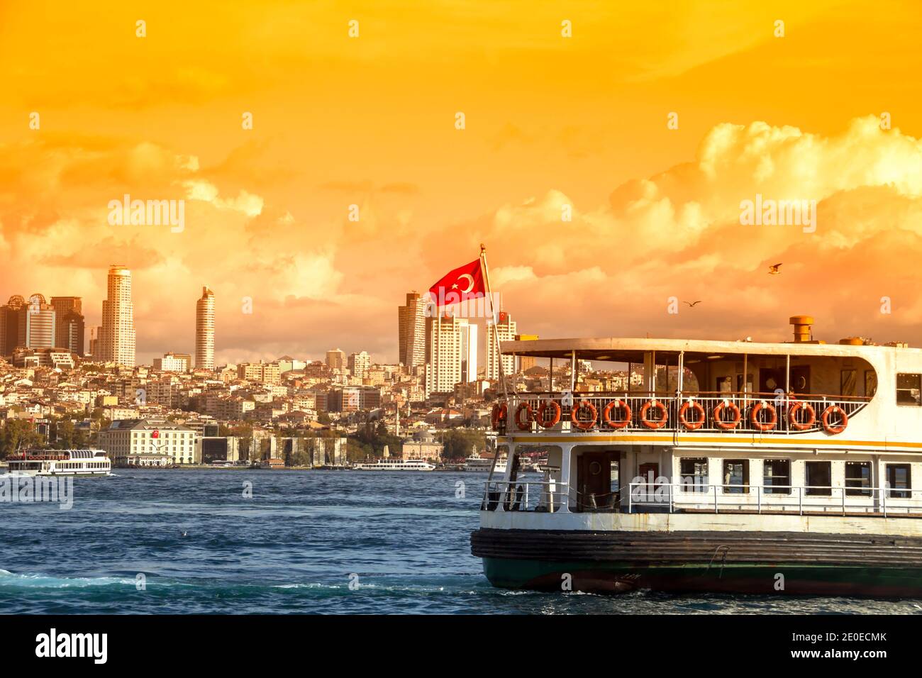 Passenger's ferry crossing the Bosphorus strait in Istanbul Stock Photo ...