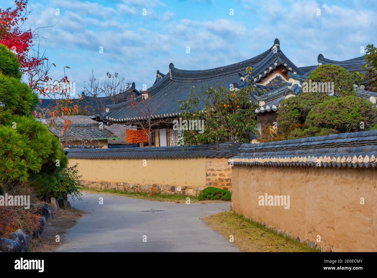 Traditional houses at Hahoe folk village in Republic of Korea Stock ...