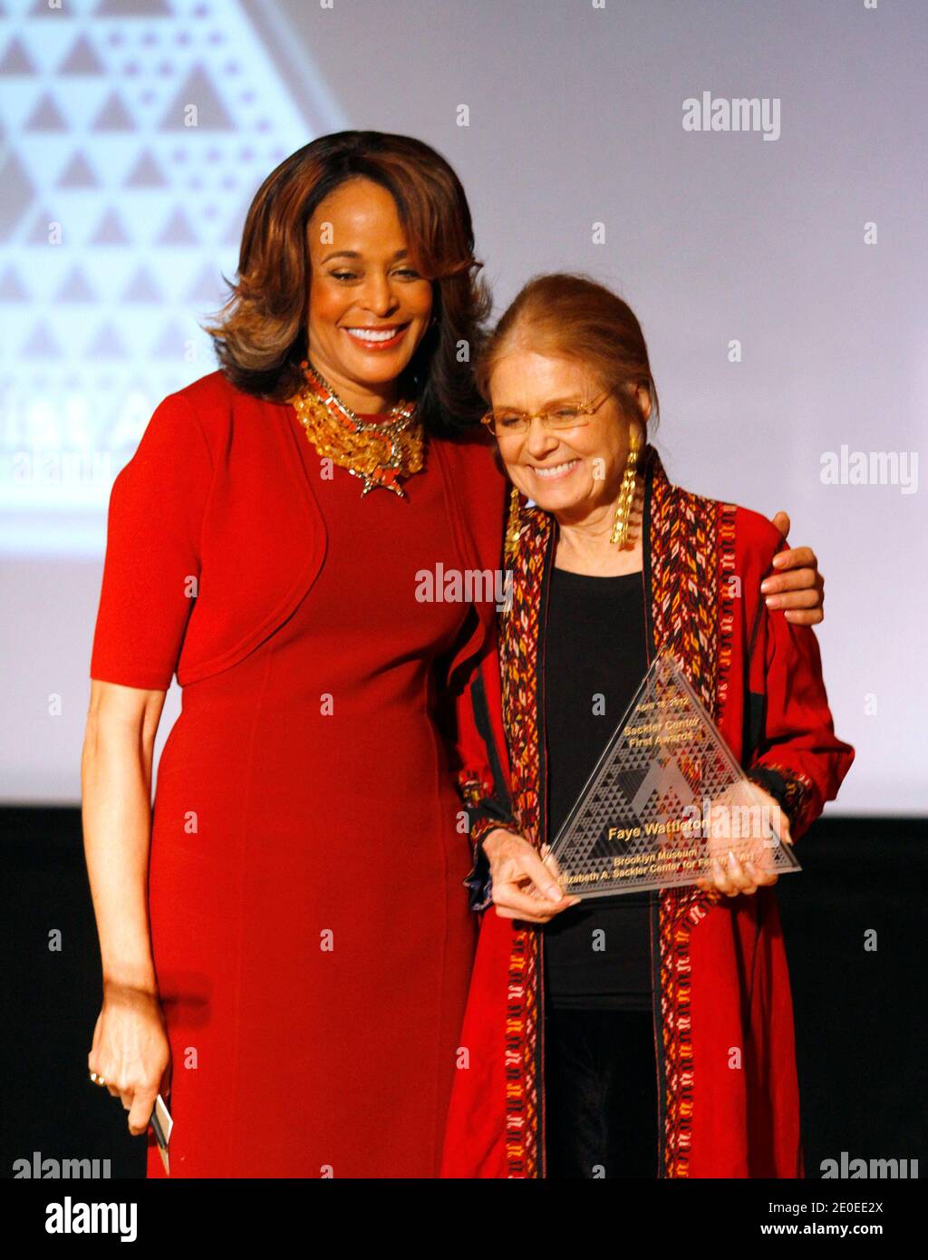Faye Wattleton and Gloria Steinhem attend the 2012 Brooklyn Museum Sackler Center First Awards in Brooklyn, New York on April 18, 2012. Photo by Donna Ward/ABACAPRESS.COM Stock Photo