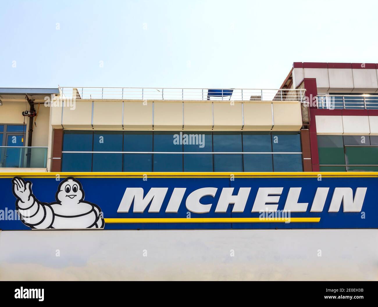 Ankara, Turkey: Michelin logo. Michelin is a tire manufacturer based in Clermont-Ferrand in France Stock Photo