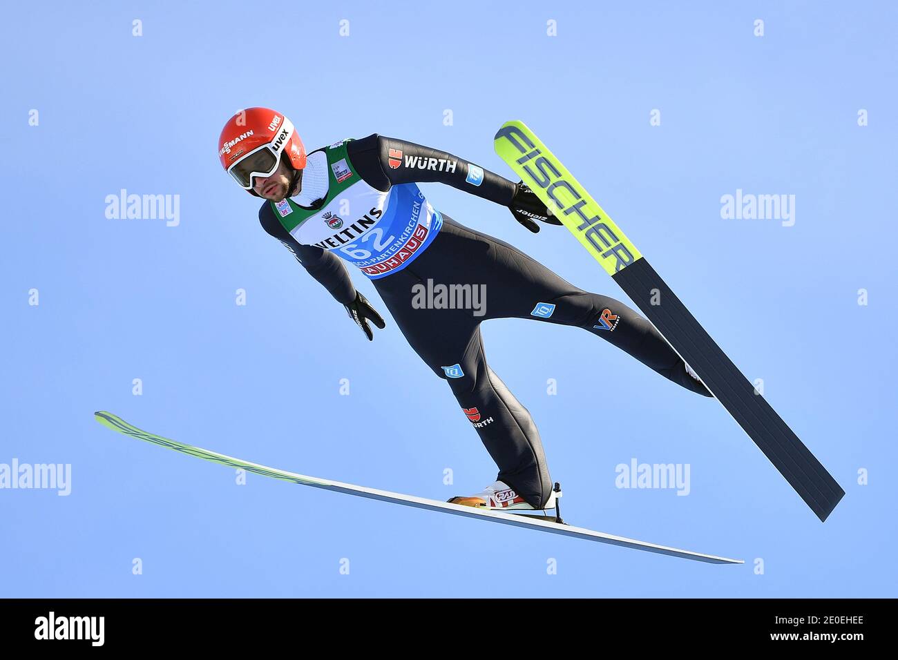 Markus EISENBICHLER (GER), jump, action. Ski jumping, 69th International Four Hills Tournament 2020/21. Qualification for the New Year's event in Garmisch Partenkirchen on December 31, 2020. | usage worldwide Stock Photo