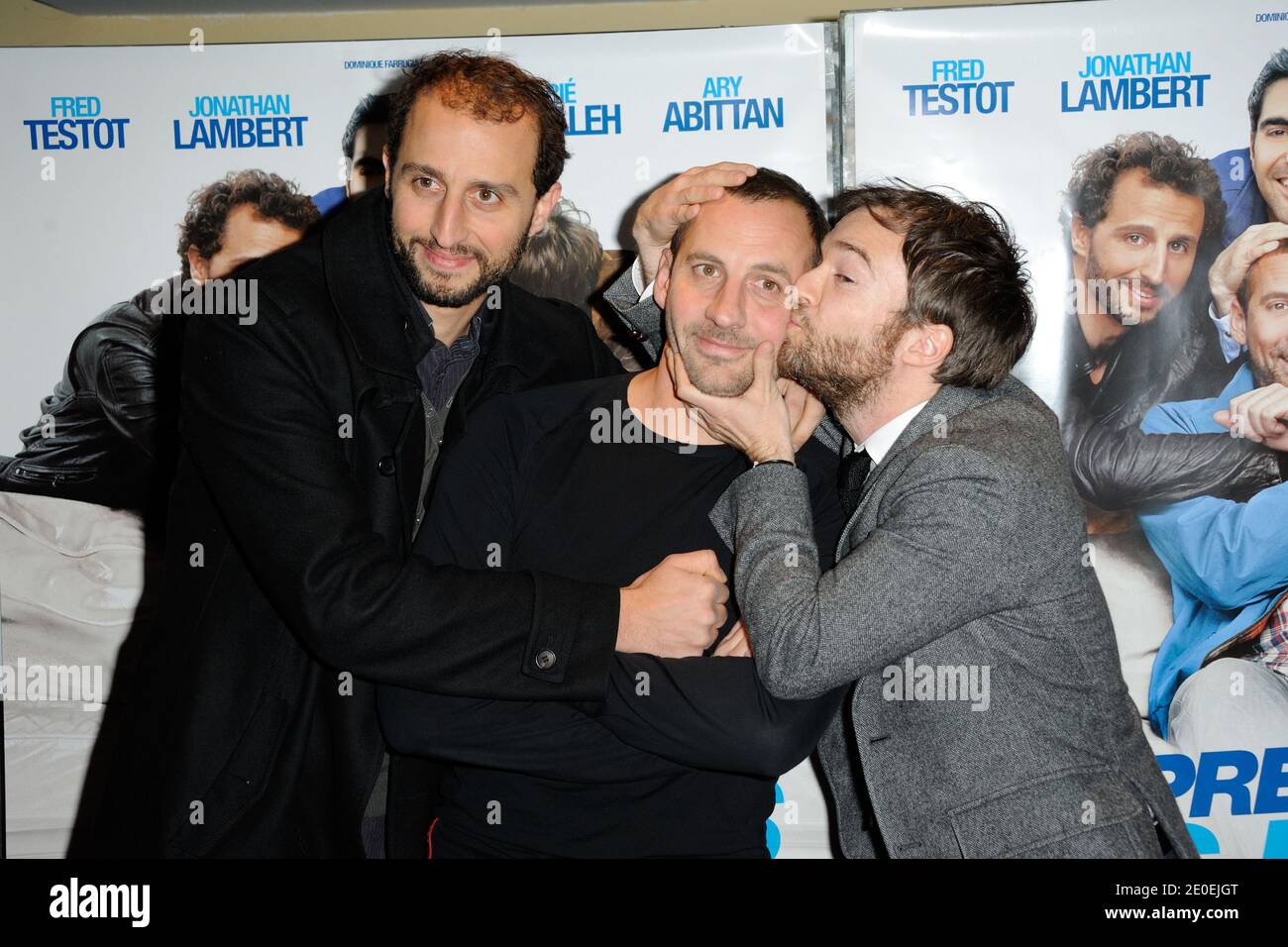 Fred Testot , Jonathan Lambert and Arie Elmaleh attending the premiere of 'Depression et des Potes' at UGC Les Halles theater, in Paris, France on April 26, 2012. Photo by Alban Wyters/ABACAPRESS.COM Stock Photo