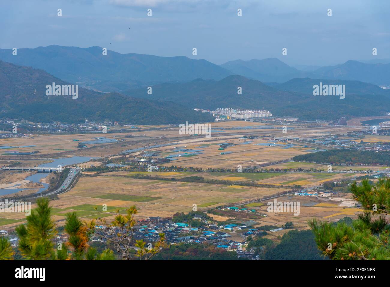 Panorama of rural landscape of Gyeongsangbukdo province in Republic of ...