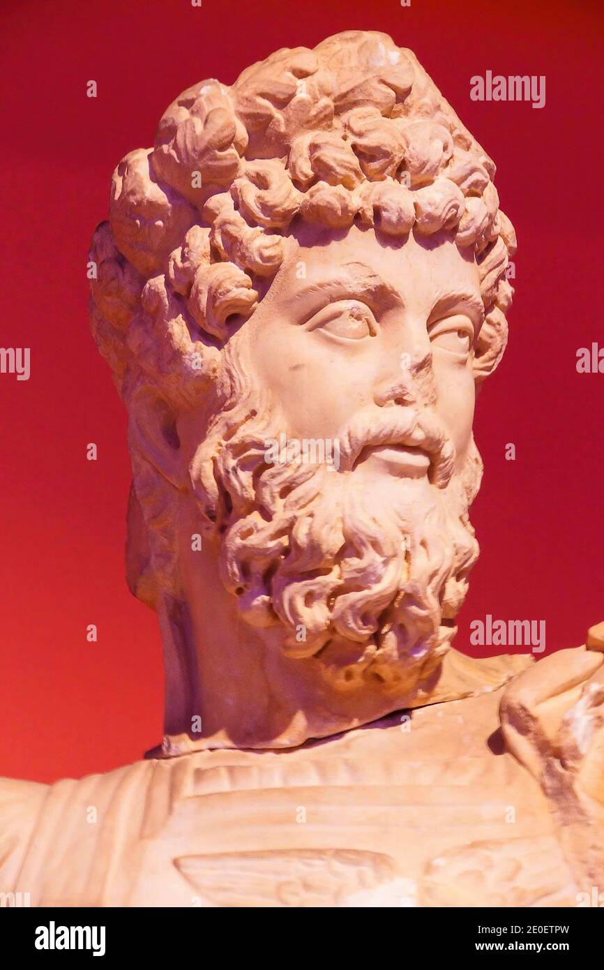 Roman emperor Hadrian, 2nd century CE, statue from Perge  in  Turkey Stock Photo