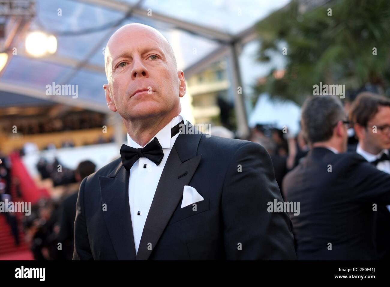 Bruce Willis (wearing a Giorgio Armani tuxedo) arriving for the opening  ceremony and the \