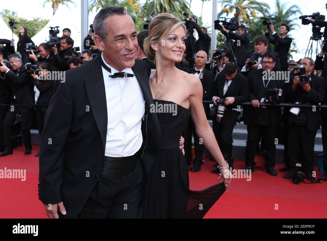 Thierry Ardisson and his girlfriend Audrey Crespo-Mara arriving at the Lawless screening held at the Palais Des Festivals as part of the 65th International Cannes Film Festival in Cannes, France on May 19, 2012. Photo by Frederic Nebinger/ABACAPRESS.COM Stock Photo