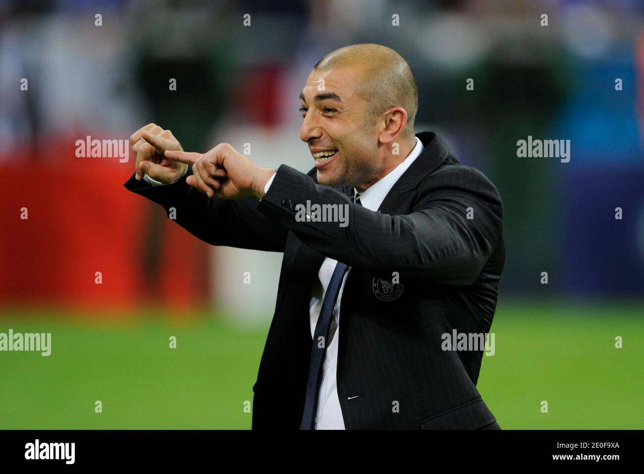 Chelsea's coach Roberto Di Matteo joy during the UEFA Champions League  Final soccer match, Bayern Munich Vs Chelsea at Allianz Arena in Munich,  Germany on May 19th, 2012. Chelsea won 1-1 (4