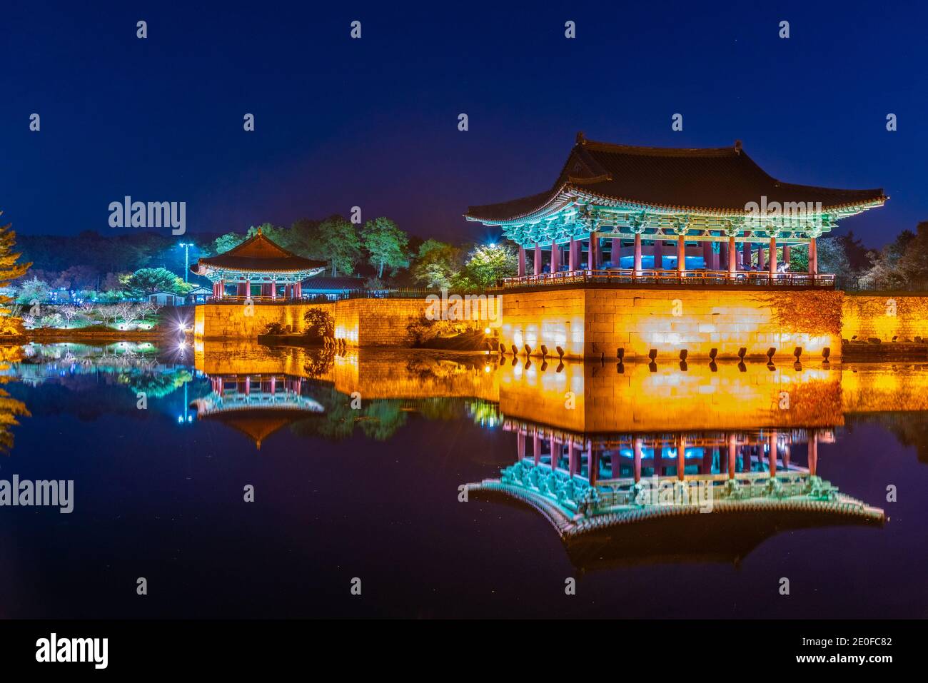 Night View Of Anapji Pond In Gyeongju Republic Of Korea Stock Photo Night View Of Anapji Pond In Gyeongju Republic Of Korea Stock Photo