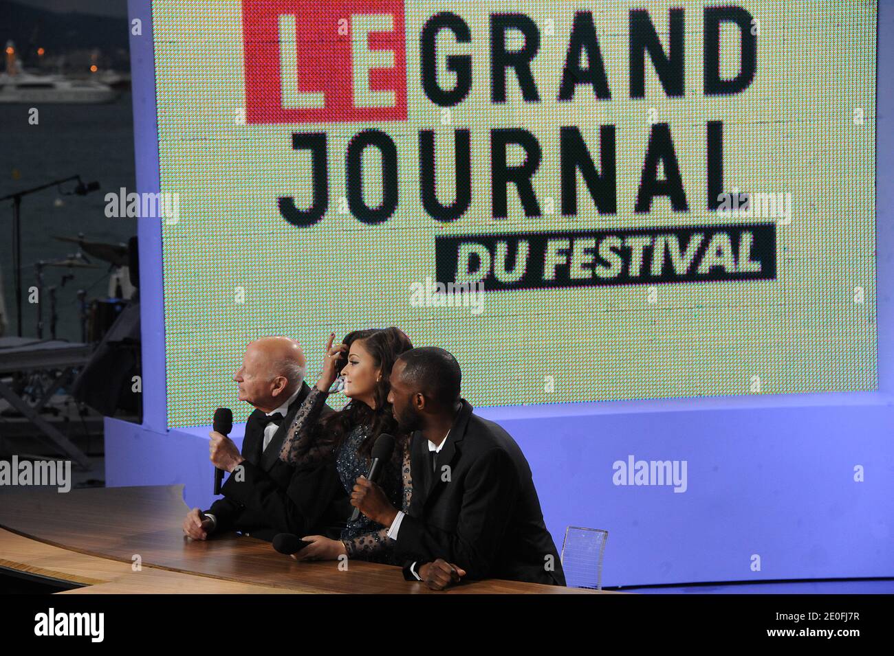 Jacob Rai Gilles Jacob, Aishwarya Rai and Thomas Njigol appearing on Canal + live ...