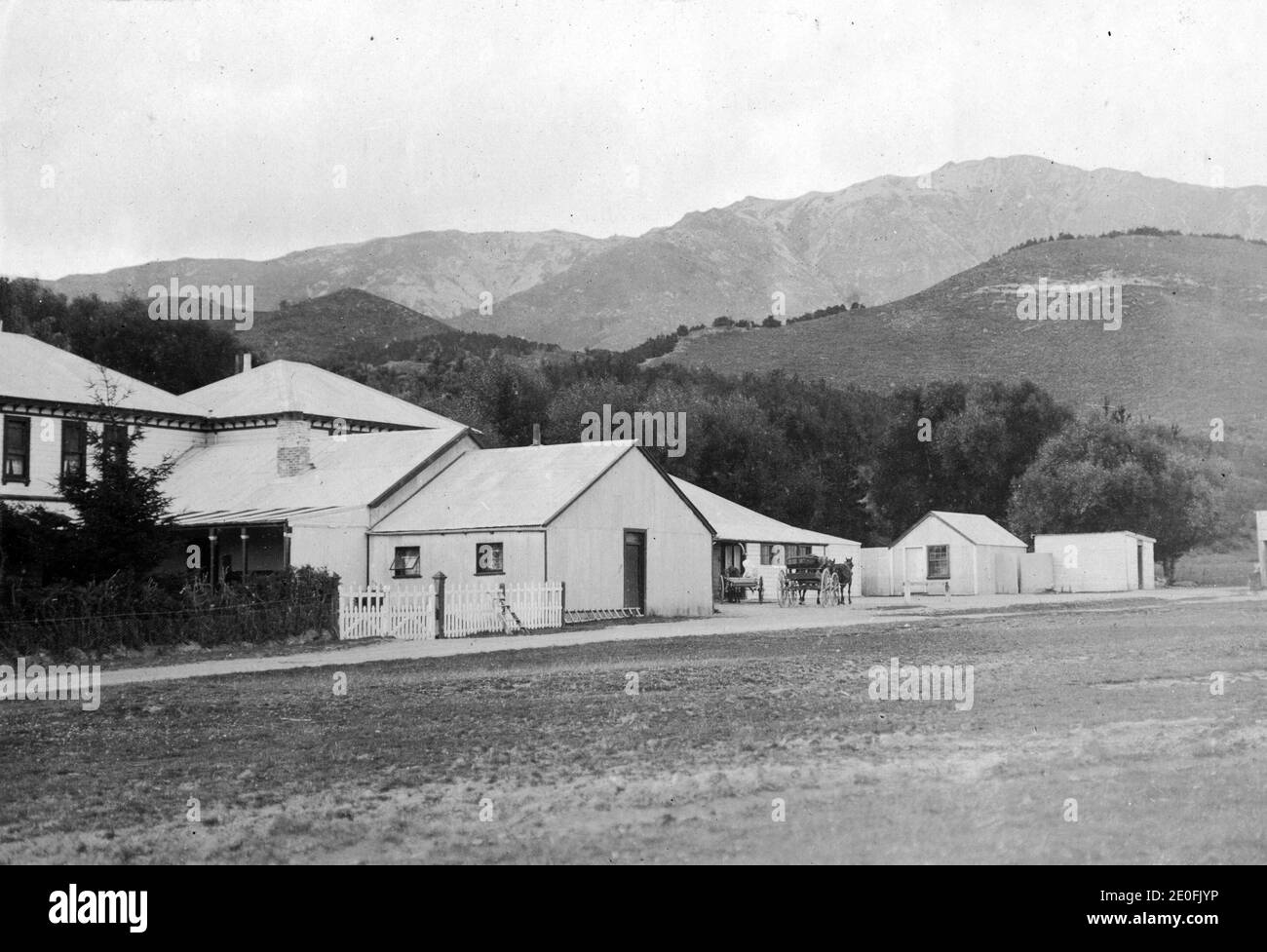 Jolly's Hotel at Hanmer Springs, Canterbury, New Zealand. Image circa 1916, from the Logie family collection. Stock Photo