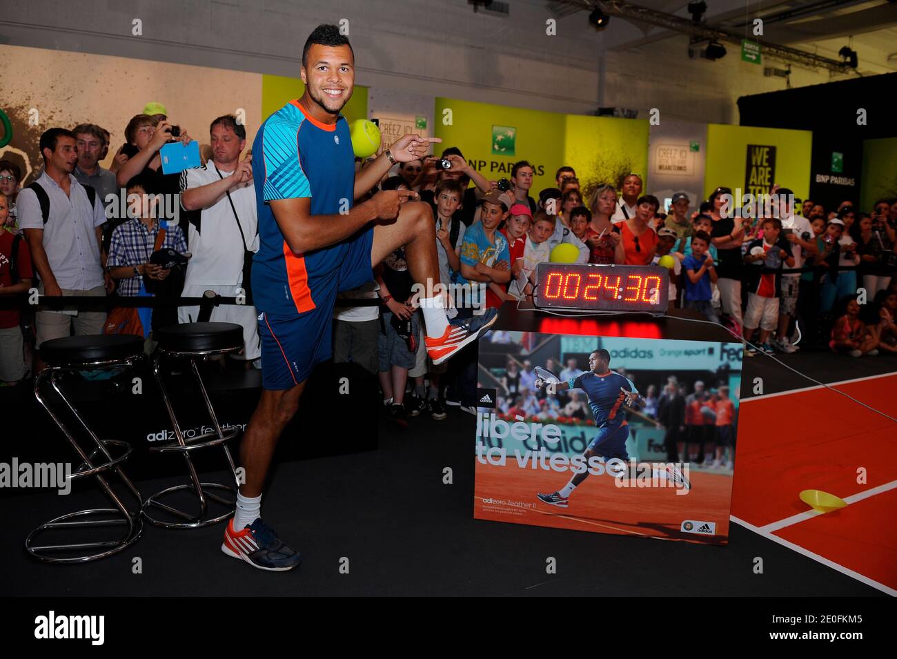 France's Jo-Wilfried Tsonga during a Adidas event at the Rland Garros arena  in Paris, France on May 26, 2012. Photo by Corinne Dubreuil/ABACAPRESS.COM  Stock Photo - Alamy