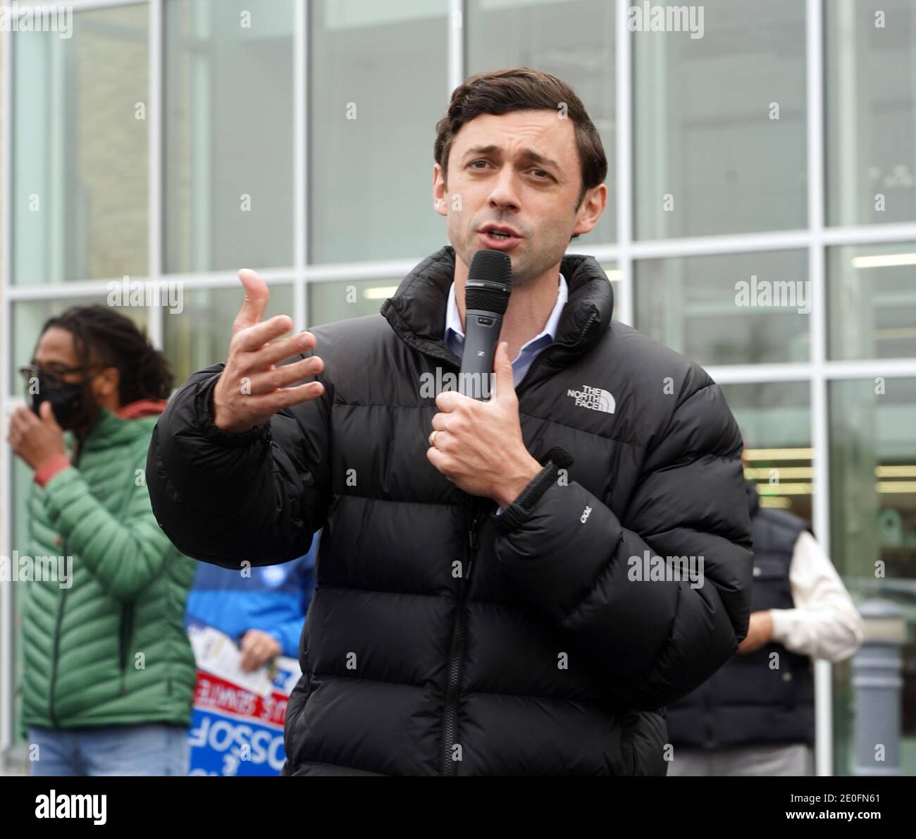 Suwanee, United States. 31st Dec, 2020. Democratic candidate for Senate Jon Ossoff attends an Asian American and Pacific Islander meet and greet and campaign literature distribution in Suwanee, Georgia.on Thursday, December 31, 2020, Photo by Tami Chappell/UPI Credit: UPI/Alamy Live News Stock Photo