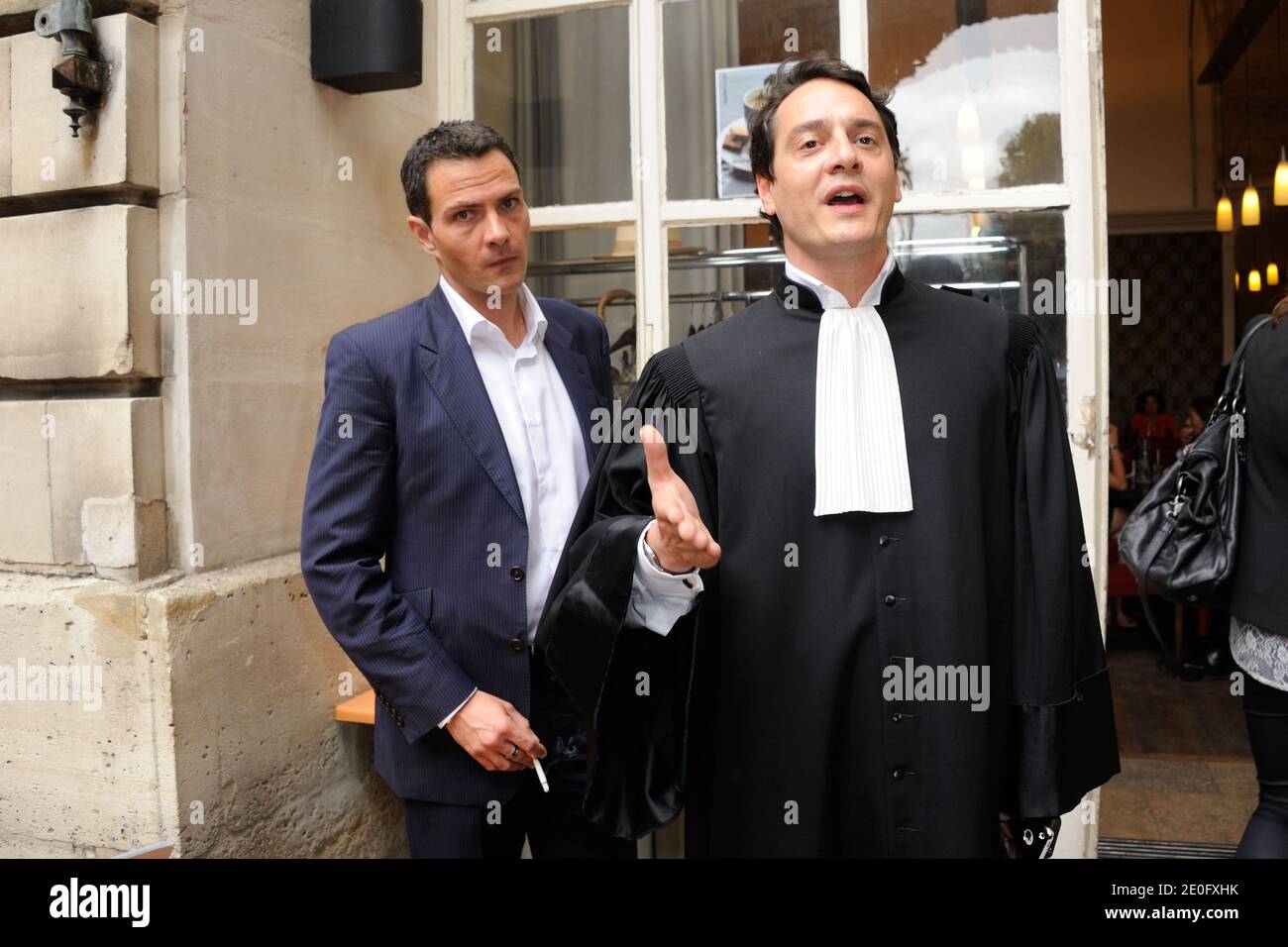 Former Societe Generale trader Jerome Kerviel and his lawyer David Koubbi are pictured in court for the first day of his trial to appeal his three-year jail term in Paris, France on June 4, 2012. Photo by Alban Wyters/ABACAPRESS.COM Stock Photo