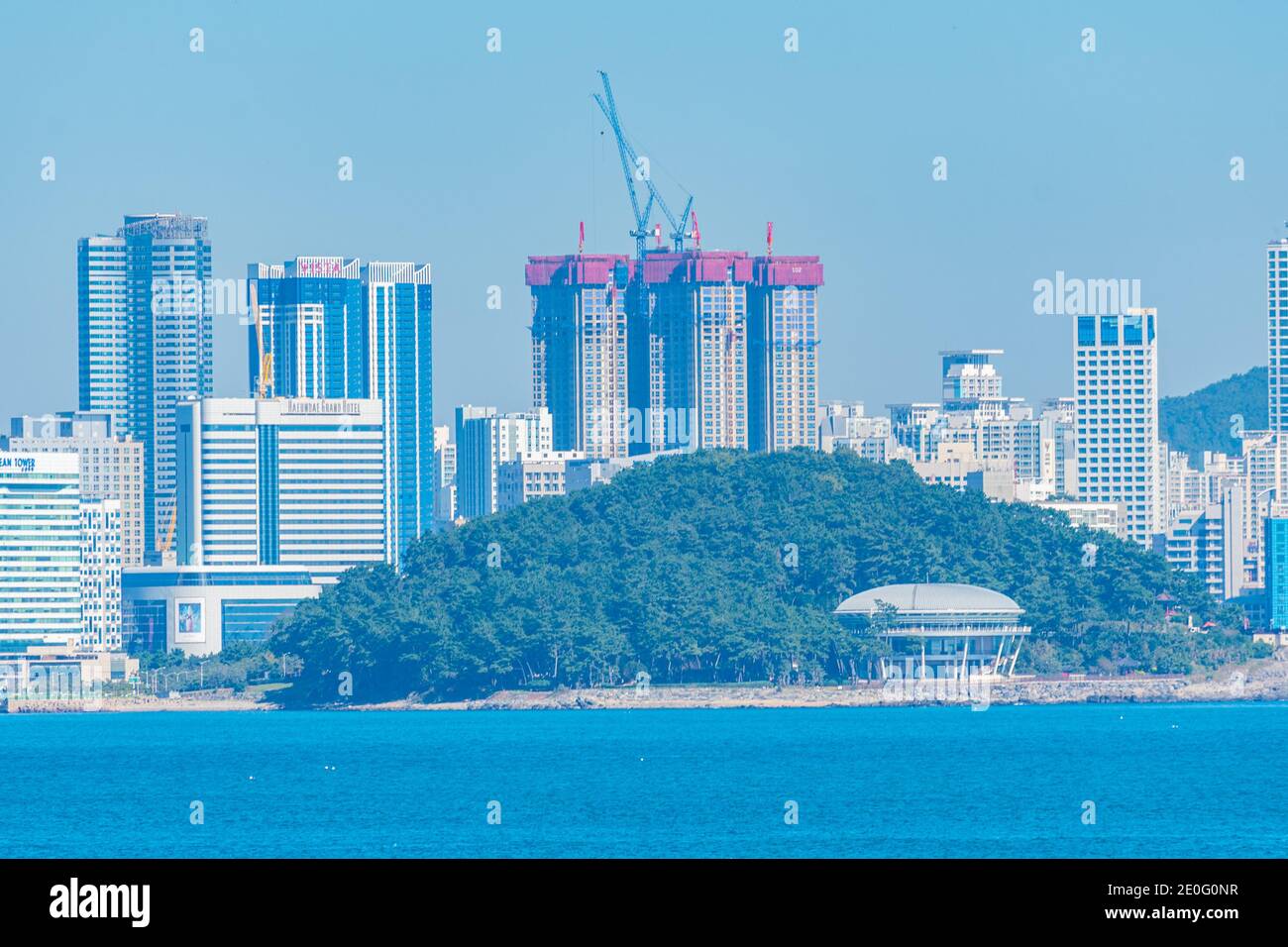 Skyline of Busan with Nurimaru APEC house, Republic of Korea Stock Photo