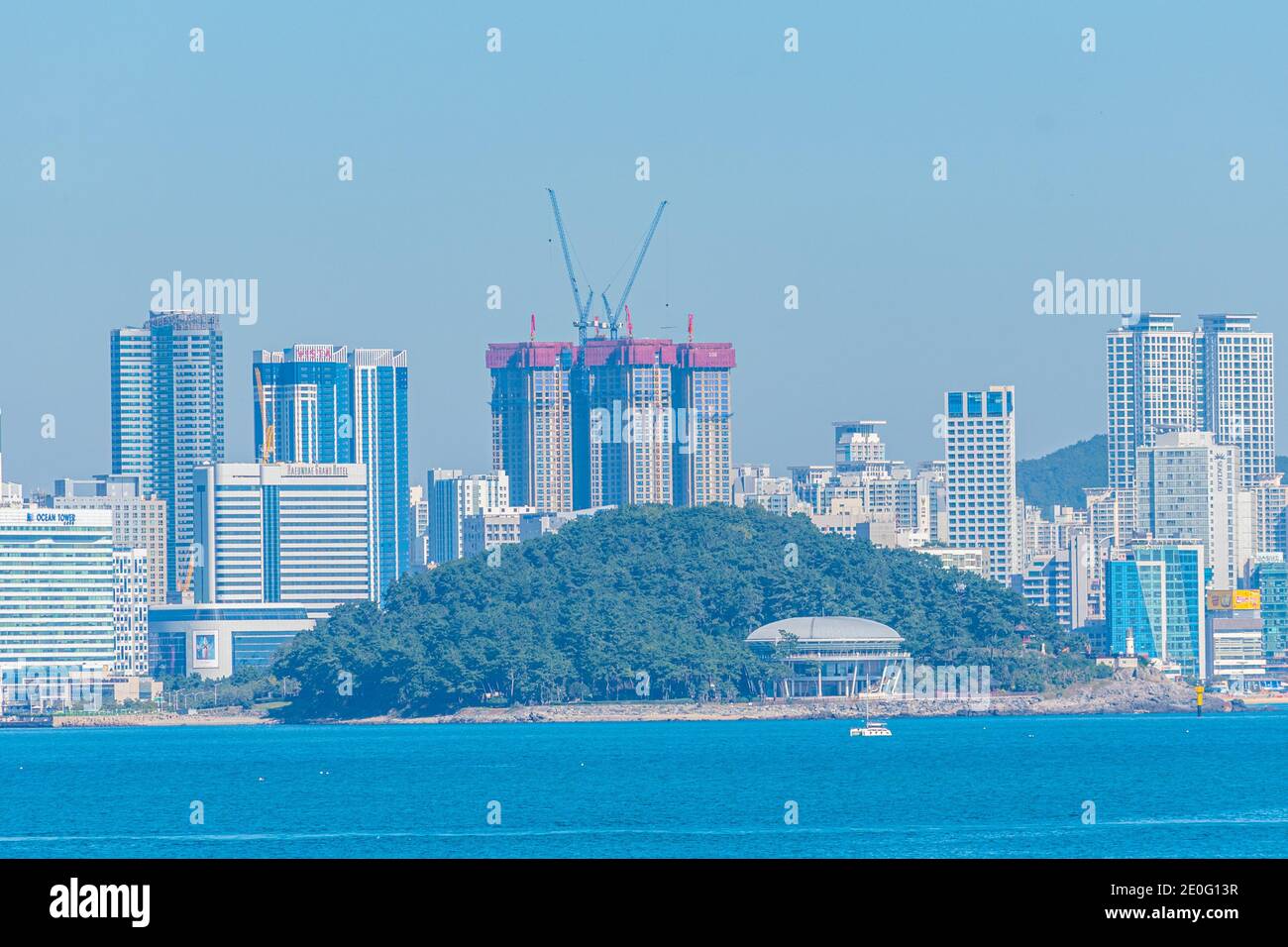 Skyline of Busan with Nurimaru APEC house, Republic of Korea Stock Photo
