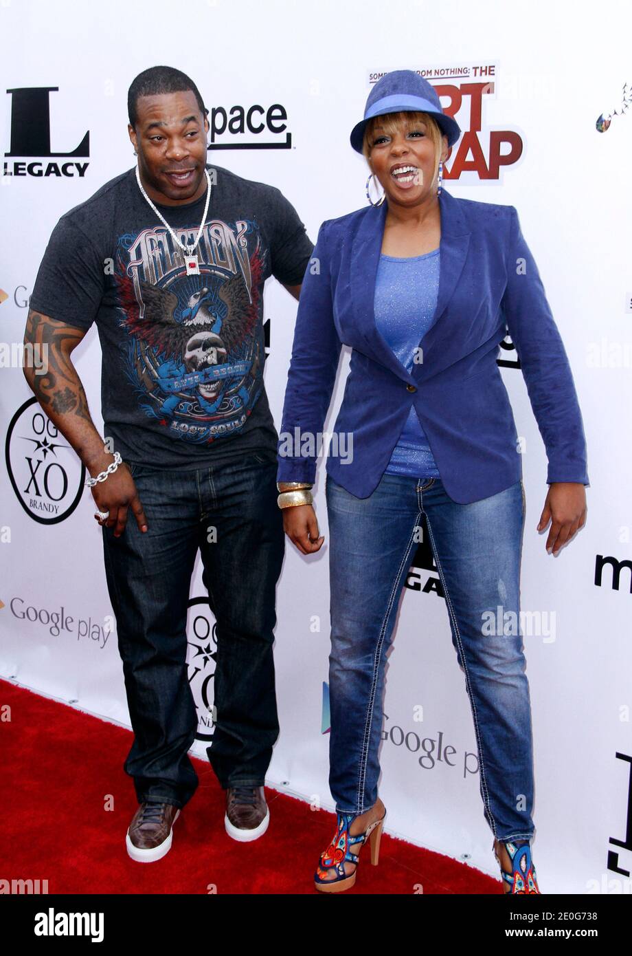 Busta Rhymes and Rah Digga attend the "Something From Nothing The Art
