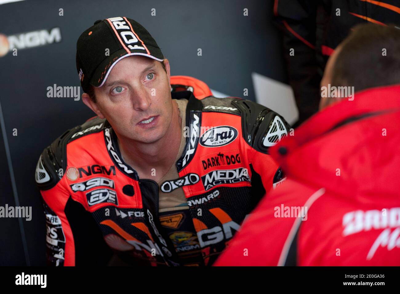 USA's MotoGP rider Colin Edwards during the MotoGP Great Britain Grand Prix in Silverstone, UK on June 17, 2012. Photo by Malkon/ABACAPRESS.COM Stock Photo