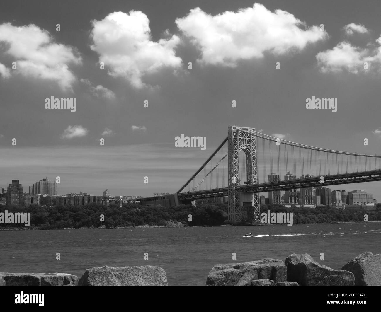 New York City's iconic George Washington Bridge over the Hudson River between Fort Lee, New Jersey and the Bronx in New York City. Opened in 1931. Stock Photo