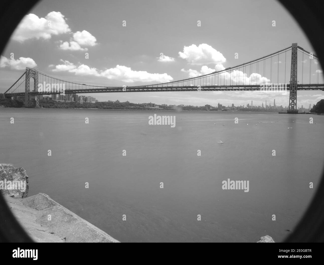 New York City's iconic George Washington Bridge over the Hudson River between Fort Lee, New Jersey and the Bronx in New York City. Opened in 1931. Stock Photo