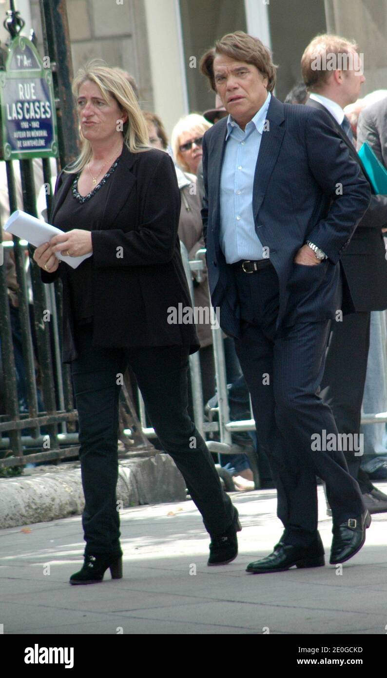 Bernard Tapie arriving for the funeral service of football commentator  Thierry Roland at Sainte-Clotilde church in Paris, France on June 21, 2012.  Roland has died aged 74 on June 18, 2012 after