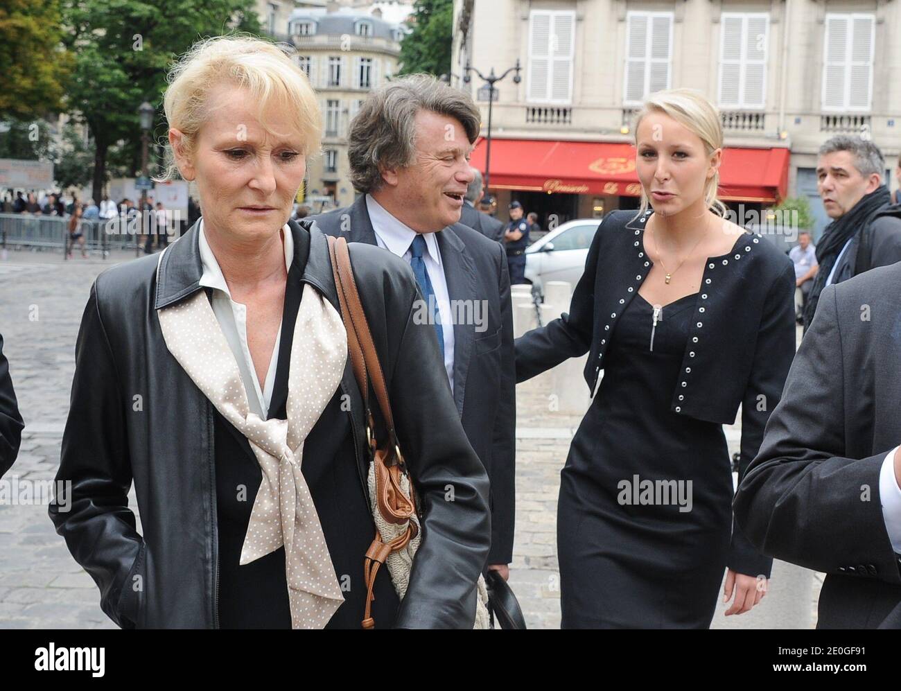 French far-right Front national (FN) newly-elected MP Marion Marechal-Le Pen  and FN newly-elected MP Gilbert Collard flanked by her mother Yann Le Pen  and Maxime Ango arrive French national assembly in Paris,