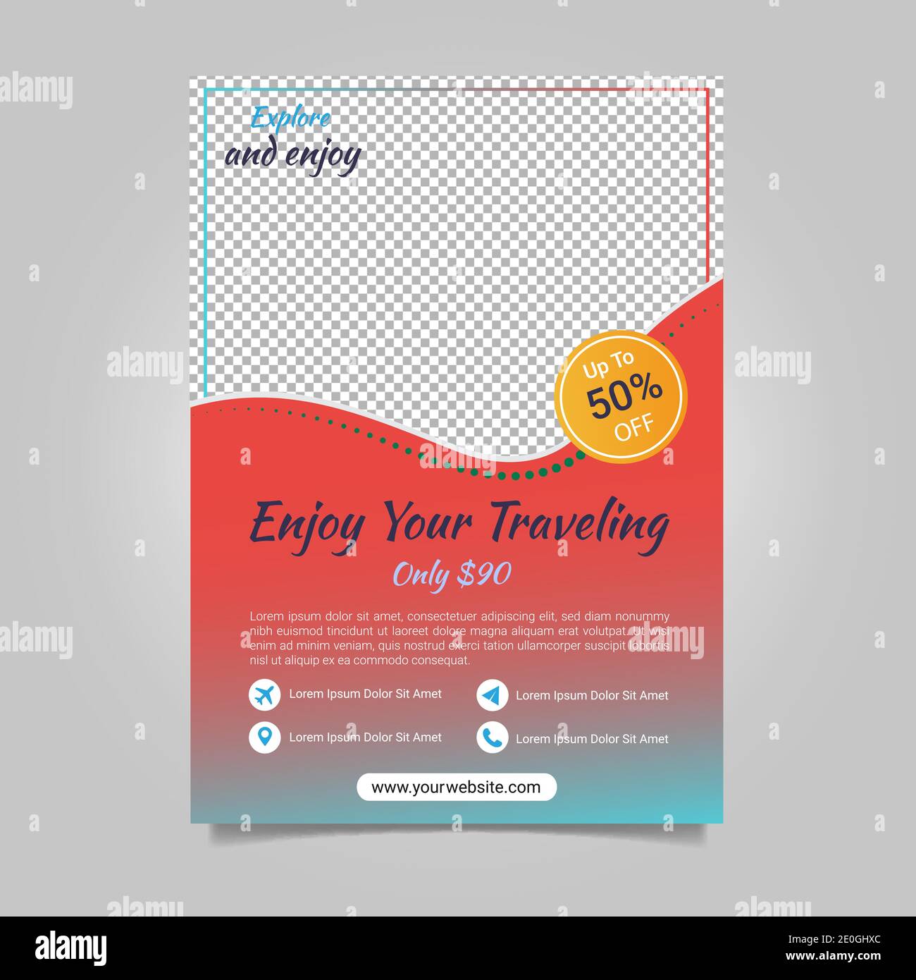Modern travel flyer design template Stock Vector