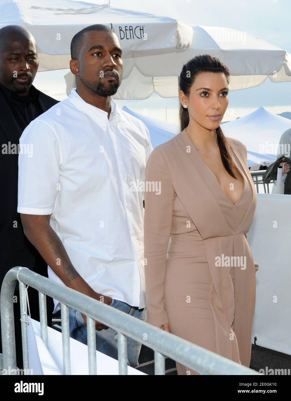 Kim Kardashian and Kanye West leaving the Nikki Beach in Cannes, France on  May 23, 2012. Photo by favier/ABACAPRESS.COM Stock Photo - Alamy