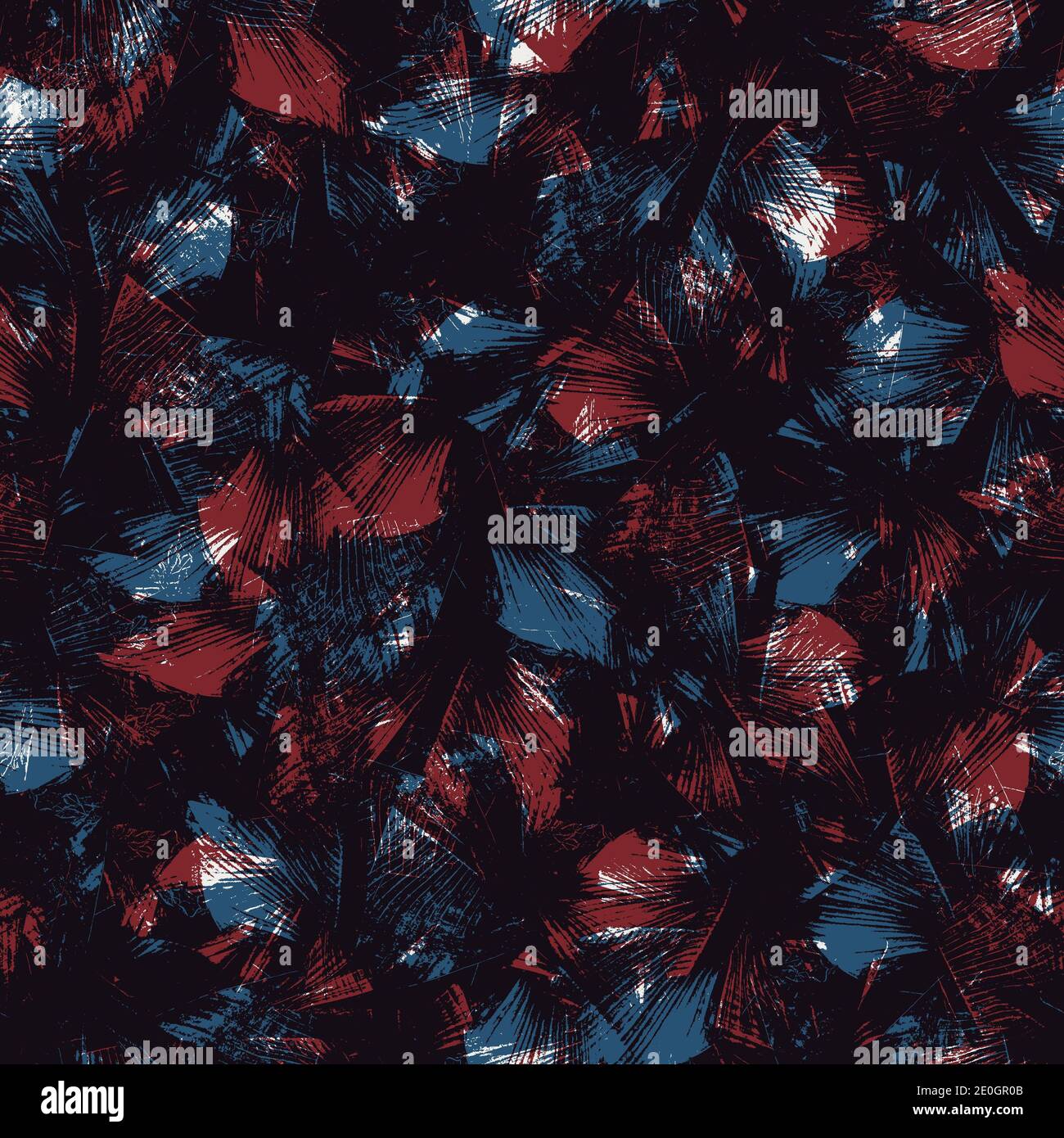 Seamless tropical pattern in red blue black white Stock Photo - Alamy