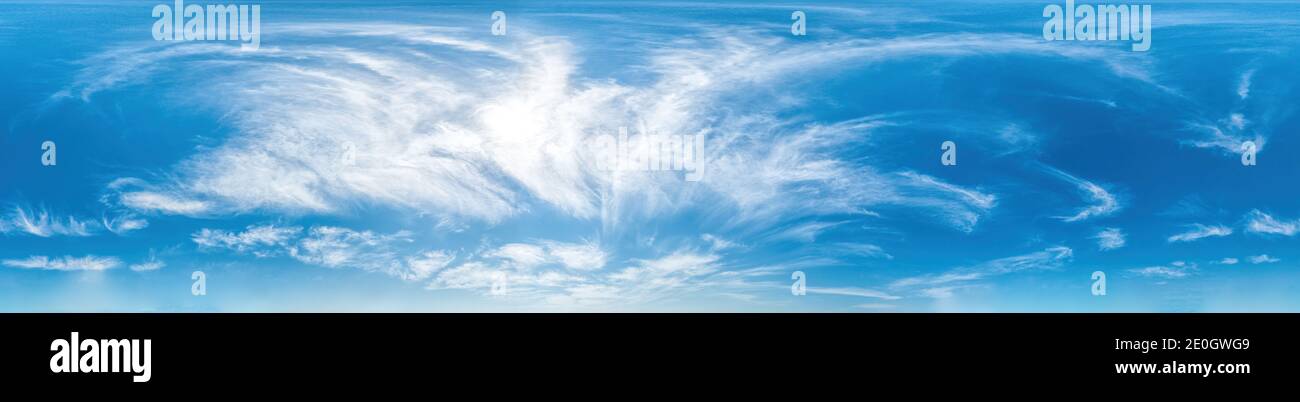 Blue sky with light clouds Seamless panorama in spherical ...