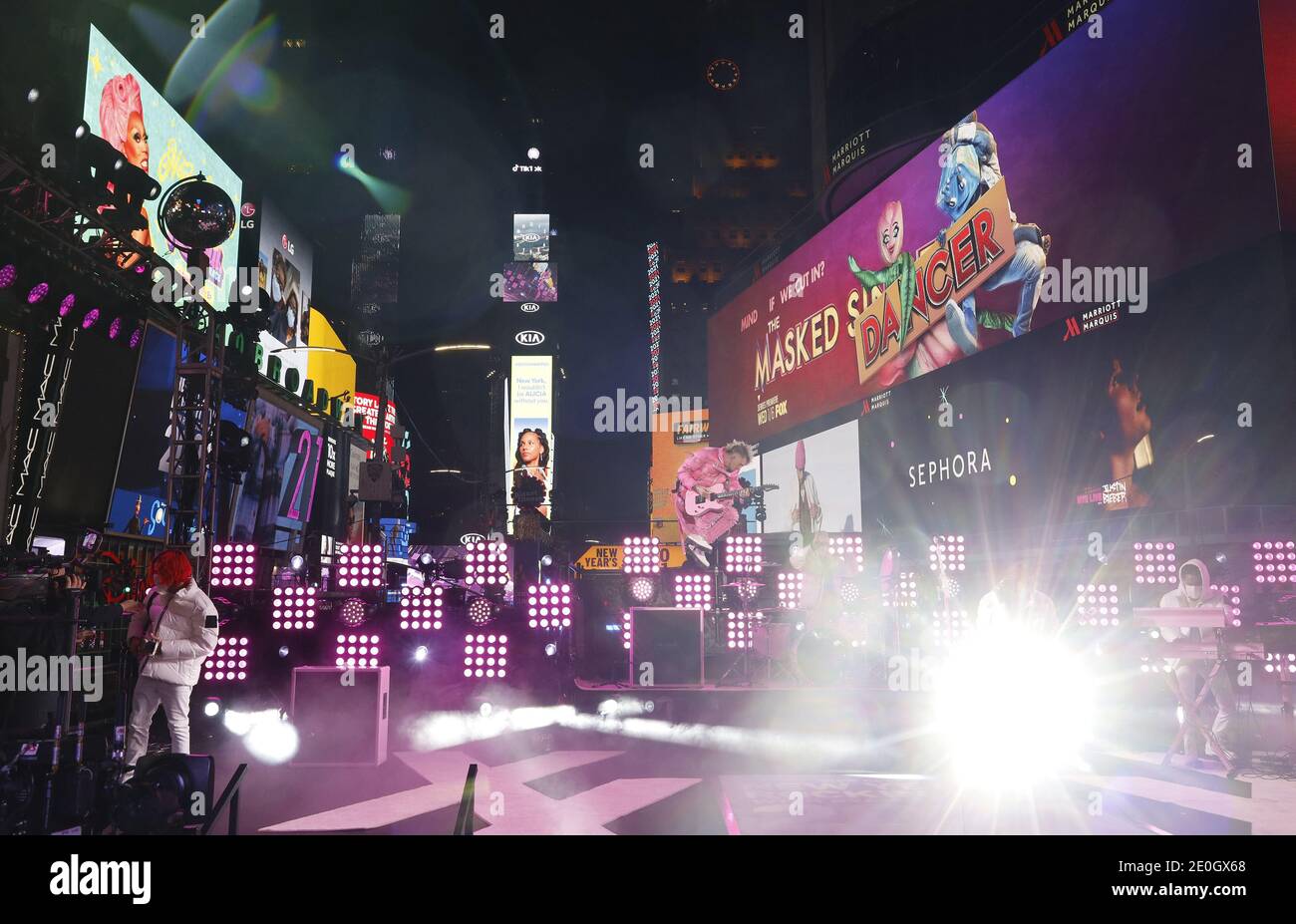 New York, United States. 31st Dec, 2020. Machine Gun Kelly performs in